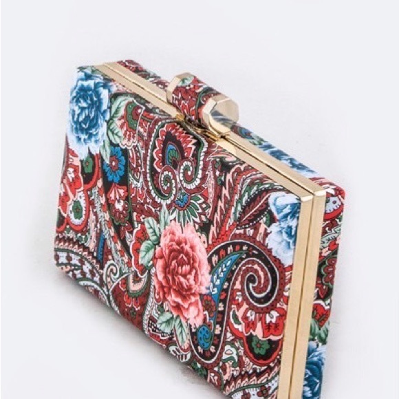 Red Paisley Clutch Handbag NWT